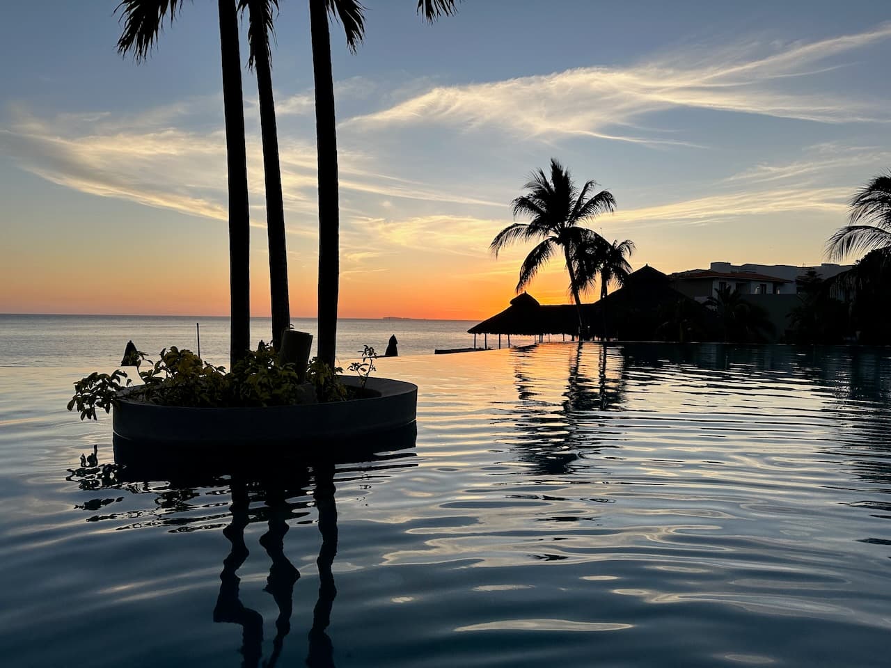 Poolside sunset from our resort in Puerto Vallarta, Mexico