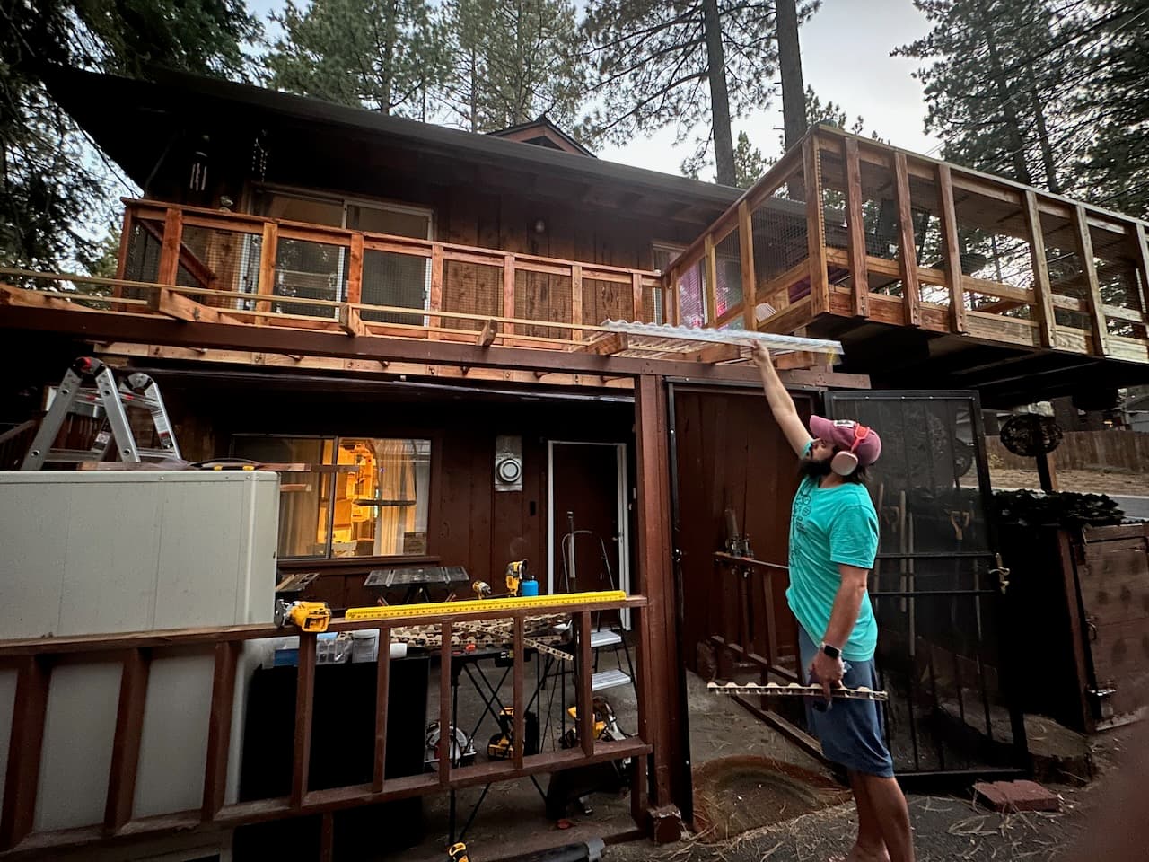 Shawn putting the finishing touches on an impromptu house project he randomly decided to start